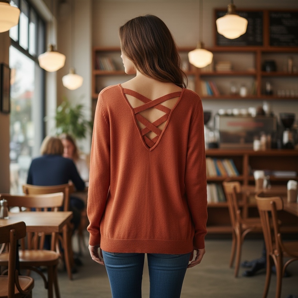 NWOT Love Ellie x Stitch Fix Women's V-Neck Sweater‎ Fall Winter Feminine